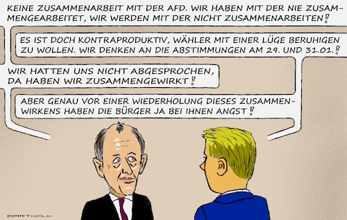 Cartoon: Tolle Beruhigung (medium) by Barthold tagged friedrich,merz,union,fiktives,interview,abstimmen,mit,afd,entschließungsantrag,verschärftes,migrationsgesetz,ende,januar,behauptung,ausschluss,zusammenarbeit,möglichkeit,abspracheloses,zusammenwirken,betrug,wähler,spd,grüne,cartoon,karikatur,barthold,friedrich,merz,union,fiktives,interview,abstimmen,mit,afd,entschließungsantrag,verschärftes,migrationsgesetz,ende,januar,behauptung,ausschluss,zusammenarbeit,möglichkeit,abspracheloses,zusammenwirken,betrug,wähler,spd,grüne,cartoon,karikatur,barthold