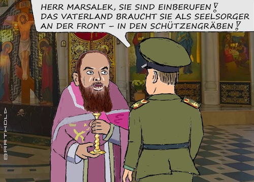 Cartoon: Überraschung!! (medium) by Barthold tagged jan,marsalek,tatverdächtiger,wirecard,betrug,affaire,aufenthalt,russland,identität,priester,konstantin,bajazow,einberufung,militärseelsorger,cartoon,karikatur,barthold,jan,marsalek,tatverdächtiger,wirecard,betrug,affaire,aufenthalt,russland,identität,priester,konstantin,bajazow,einberufung,militärseelsorger,cartoon,karikatur,barthold