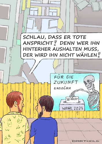 Cartoon: Wahlkampf um die Toten (medium) by Barthold tagged türkei,wahl,2023,parlamentswahl,präsidentenwahl,angst,befürchtung,wahlfälschung,wahlscheine,erdbebentote,plakat,gerippe,skelett,abgabe,wahlzettel,cartoon,karikatur,barthold,türkei,wahl,2023,parlamentswahl,präsidentenwahl,angst,befürchtung,wahlfälschung,wahlscheine,erdbebentote,plakat,gerippe,skelett,abgabe,wahlzettel,cartoon,karikatur,barthold