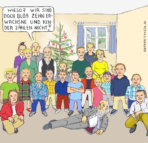 Cartoon: Weihnachten wieder wie immer (medium) by Barthold tagged corona,vierte,welle,bedrohung,omikron,fünfte,kontaktbeschränkungen,dezember,28,2021,zehn,erwachsene,zwölf,kinder,unbeschränkt,zimmer,weihnachtsbaum,infektionsrisiko,cartoon,karikatur,barthold,corona,vierte,welle,bedrohung,omikron,fünfte,kontaktbeschränkungen,dezember,28,2021,zehn,erwachsene,kinder,unbeschränkt,zimmer,weihnachtsbaum,zwölf,cartoon,karikatur,barthold