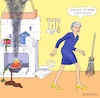 Cartoon: BREXIT Kitchen (small) by Barthold tagged theresa,may,prime,minister,united,kingdom,announcement,resignation,june,07,kitchen,cooker,burn,smoke,stains,dribble,spill,apron