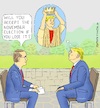 Cartoon: Decisive Question (small) by Barthold tagged donald,trump,interview,fox,news,chris,wallace,july,2020,acceptance,loss,voter,preference,favor,victory,joe,biden,roman,emperor,selfcoronation,cartoon,caricature,barthold