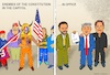 Cartoon: Enemies of the Constitution (small) by Barthold tagged usa,capitol,rioter,2021,member,government,2025,james,donald,vance,trump,elon,musk,head,doge,cartoon,caricature,barthold