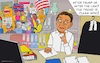 Cartoon: Judge Struggling for Decision (small) by Barthold tagged usa,thought,bubble,no,kings,demonstrations,protests,october,18,2025,seven,million,people,judge,pondering,follow,trump,or,being,compliant,with,law,constitution,cartoon,caricature,barthold