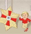 Cartoon: Merkel m. höchstem deut. Orden (small) by Barthold tagged großkreuz,verdienstorden,sonderausfertigung,sonderausführung,angela,merkel,verleihung,höchster,deutscher,orden,wörtlich,maßlich,cartoon,karikatur,barthold