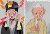 Cartoon: N. d. 1. Aust. v. Feindseligktn. (small) by Barthold tagged luftangriffe,raketenangriffe,israel,iran,ziel,atomanlagen,juni,2025,vergeltungsangriffe,große,zerstörungen,persien,ausschaltung,abschuss,iranischer,raketen,ali,khamenei,ramponiert,angriffsspuren,asche,jackett,benjamin,natanjahu,netanyahu,cartoon,karikatur,barthold