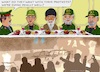 Cartoon: Two Realities (small) by Barthold tagged iran,january,2026,protests,demonstrations,riots,poverty,hunger,lack,prospects,supression,mullah,regime,theocrazy,ali,khamenei,officers,revolutionary,guard,corps,dining,meat,drinking,wine,cartoon,caricature,barthold