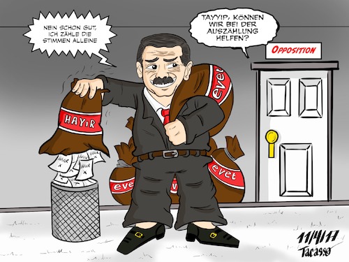 Cartoon: Erdogan_Wahlen_Abstimmung (medium) by Tacasso tagged recep,tayyip,erdogan,akp,türkei,europa,wahlen,abstimmung,hayir