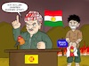 Cartoon: Barzani_vs_Eziden (small) by Tacasso tagged barzani,kurden,kurdistan,kurdisch,basur,eziden,politik,nordirak,staat,shengal,sengal,shingal,rojava,peshmerger,pkk,guerilla