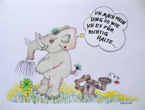 Cartoon: elefantenphilosophie (medium) by katzen-gretelein tagged elefant,philosophie
