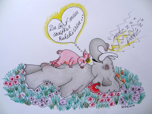 Cartoon: sanftes ruhekissen (medium) by katzen-gretelein tagged liebe,beziehungen