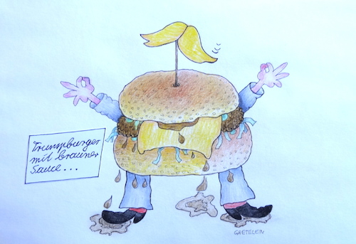 Cartoon: trumpburger (medium) by katzen-gretelein tagged essen,trump,politik