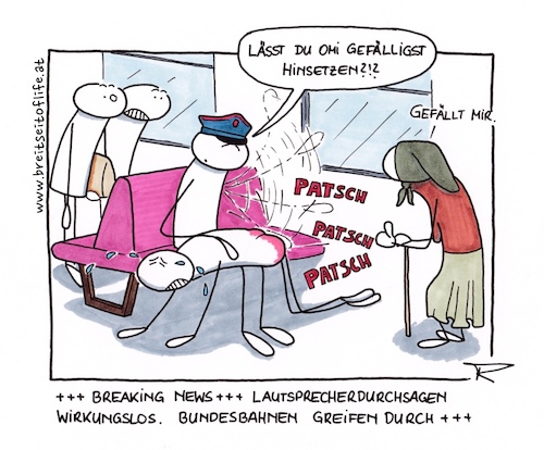 Cartoon: Drastische Mittel (medium) by tomdoodle tagged bundesbahn,drastische,mittel,sitzplan,gesellschaft,respekt