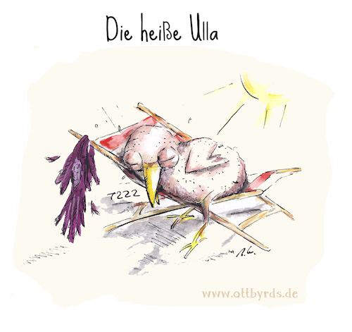 Cartoon: Die heiße Ulla (medium) by OTTbyrds tagged hoch,ulla,hitze,hitzefrei,schwitzen,urlaubssreif,ottbyrds