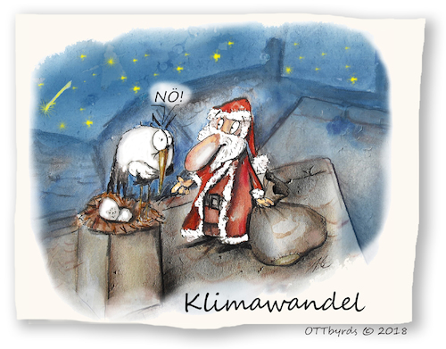 Cartoon: Klimawandel (medium) by OTTbyrds tagged klimawandel,weihnachten,umwelt,santa,claus,climatchange,storch,heiligenacht,ottbyrds