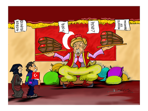 Cartoon: ERNTOGAN and WAR (medium) by vasilis dagres tagged erntogan,greece,turkey,eyropean,union,usa,rosia