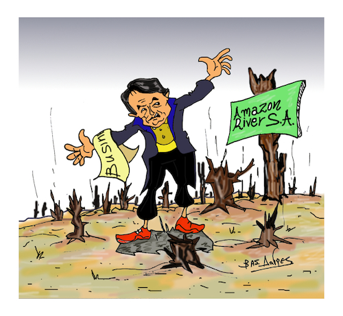 Cartoon: Jair Bolsonaro (medium) by vasilis dagres tagged amazon,river,natural,disaster,planet,earth,brazil