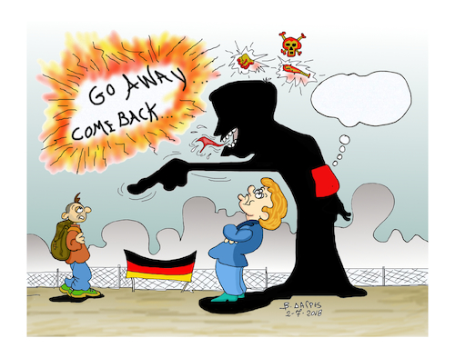 Cartoon: Merkel Seehofer EU (medium) by vasilis dagres tagged merkel,seehofer,appeals,immigrants