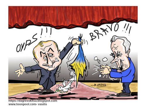 Cartoon: Putin and Biden (medium) by vasilis dagres tagged russia,america,war
