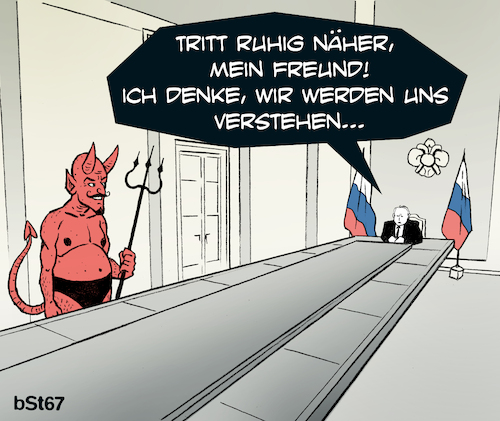 Cartoon: Bester Freund (medium) by bSt67 tagged putin,kreml,teufel,freund,böse,krieg,despot,ukraine,russland