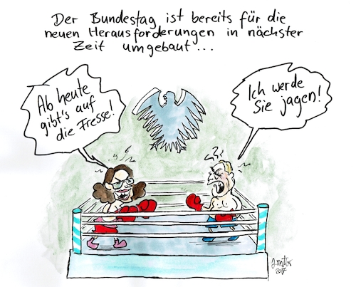 Cartoon: Tonlage Bundestag (medium) by Jens Natter tagged nahles,gauland,bundestag,koalition,zitat,ab,morgen,auf,die,fresse,wir,werden,sie,jagen,afd,spd,rechtsruck,nahles,gauland,bundestag,koalition,zitat,ab,morgen,auf,die,fresse,wir,werden,sie,jagen,afd,spd,rechtsruck