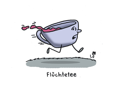 Cartoon: Auf der Flucht (medium) by Lo Graf von Blickensdorf tagged früchtetee,wortspiel,flüchtetee,tasse,tee,teatime,refugee,flucht,vertrieben,gesundheit,früchtetee,wortspiel,flüchtetee,tasse,tee,teatime,refugee,flucht,vertrieben,gesundheit