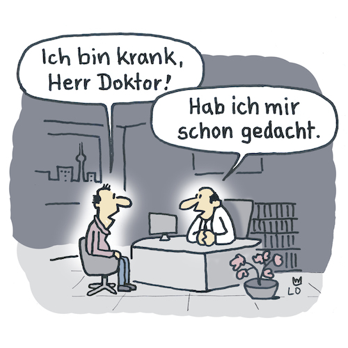 Cartoon: Beim Arzt (medium) by Lo Graf von Blickensdorf tagged arzt,krank,diagnose,gesundheit,krankenschein,erkältung,patient,arzt,krank,diagnose,gesundheit,krankenschein,erkältung,patient
