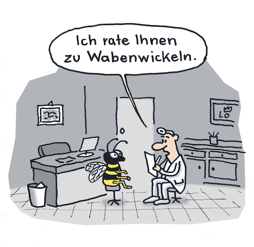 Cartoon: Beim Arzt (medium) by Lo Graf von Blickensdorf tagged vorroa,milbe,imker,bienenkorb,biene,bienen,honig,arztzimmer,sprechstunde,wadenwickel,krankheit,wortspiel,kalauer,karikatur,cartoon,lo,zeichnung,doktor,vorroa,milbe,imker,bienenkorb,biene,bienen,honig,arztzimmer,sprechstunde,wadenwickel,krankheit,wortspiel,kalauer,karikatur,cartoon,lo,zeichnung,doktor