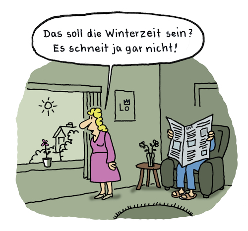 Cartoon: Beschwerde (medium) by Lo Graf von Blickensdorf tagged winterzeit,sommerzeit,uhr,zuhause,ehemann,ehefrau,cartoon,lo,karikatur,schnee,uhrenumstellung,meckern,winter,sommer,jahreszeiten,mann,frau,winterzeit,sommerzeit,uhr,zuhause,ehemann,ehefrau,cartoon,lo,karikatur,schnee,uhrenumstellung,meckern,winter,sommer,jahreszeiten,mann,frau