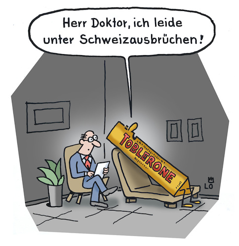 Cartoon: Beschwerden (medium) by Lo Graf von Blickensdorf tagged schokolade,schweiz,toblerone,nestle,süßigkeit,psychiater,arzt,doktor,krank,beschwerden,schweiß,schweißausbrüche,transpiration,karikatur,lo,cartoon,schwitzen,kakao,helvetia,wortspiel,schokolade,schweiz,toblerone,nestle,süßigkeit,psychiater,arzt,doktor,krank,beschwerden,schweiß,schweißausbrüche,transpiration,karikatur,lo,cartoon,schwitzen,kakao,helvetia,wortspiel