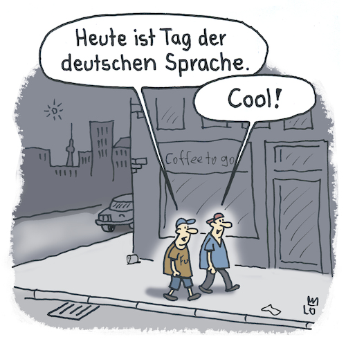 Cartoon: Deutsche Sprache (medium) by Lo Graf von Blickensdorf tagged deutsch,sprache,englisch,cool,jugendliche,cartoon,lo,spazieren,straße,freunde,hiphop,rapper,anglizismen,wörter,german,deutsch,sprache,englisch,cool,jugendliche,anglizismen,wörter,german