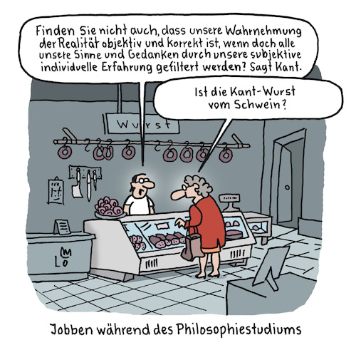 Cartoon: Fachkräftemangel (medium) by Lo Graf von Blickensdorf tagged jobs,hilfskraft,ferienjob,fachkräftemangel,philosophie,studium,studierender,karikatur,lo,graf,cartoon,kant,wursttheke,wurst,frau,kundin,wurstverkäufer,bafög,ernährung,lebensmittel,jobs,hilfskraft,ferienjob,fachkräftemangel,philosophie,studium,studierender,karikatur,lo,graf,cartoon,kant,wursttheke,wurst,frau,kundin,wurstverkäufer,bafög,ernährung,lebensmittel