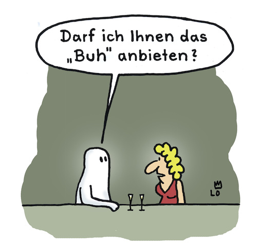 Cartoon: Flirt (medium) by Lo Graf von Blickensdorf tagged gespenst,geist,flirt,duzen,mann,frau,liebe,dating,buh,cartoon,bar,karikatur,kennenlernen,gespenst,geist,flirt,duzen,mann,frau,liebe,dating,buh,cartoon,bar,karikatur,kennenlernen