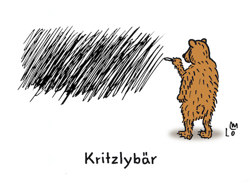 Cartoon: Kritzelei (medium) by Lo Graf von Blickensdorf tagged wortspiel,kritzeln,braunbär,schwarzbär,kragenbär,tier,wald,grizzlybär,bär,stift,kikelkrakel,cartoon,lo,karikatur,zeichnen,wandmalerei,wortspiel,kritzeln,braunbär,schwarzbär,kragenbär,tier,wald,grizzlybär,bär,stift,kikelkrakel,cartoon,lo,karikatur,zeichnen,wandmalerei