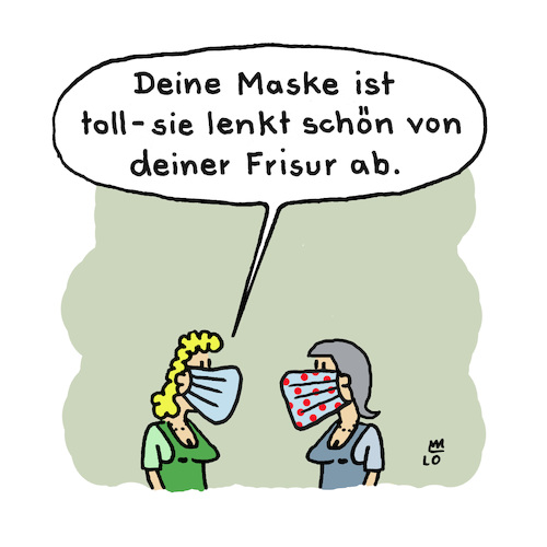 Cartoon: Maskentrick (medium) by Lo Graf von Blickensdorf tagged mundnasenmaske,covid19,pandemie,frau,freundin,corona,maske,frisur,haare,ablenkungsmanöver,merkel,politik,karikatur,lo,cartoon,mundnasenmaske,covid19,pandemie,frau,freundin,corona,maske,frisur,haare,ablenkungsmanöver,merkel,politik,karikatur,lo,cartoon