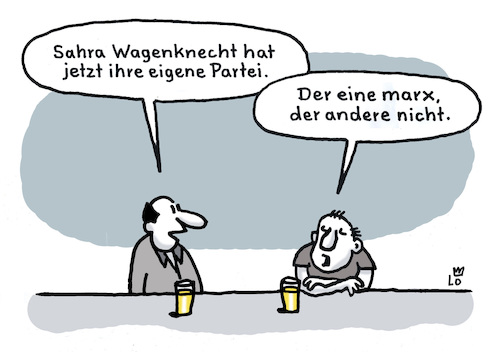 Cartoon: Neue Partei (medium) by Lo Graf von Blickensdorf tagged sahra,wagenknecht,neue,partei,bsw,karl,marx,engels,politik,links,kneipe,theke,tresen,männer,stammtisch,sahra,wagenknecht,neue,partei,bsw,karl,marx,engels,politik,links,kneipe,theke,tresen,männer,stammtisch