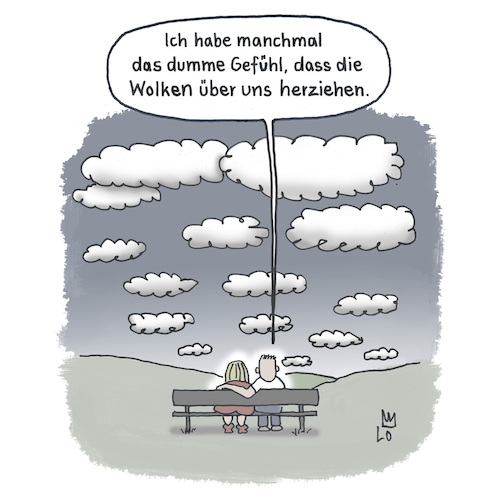 Cartoon: Paranoia (medium) by Lo Graf von Blickensdorf tagged verfolgungswahn,wolken,cartoon,liebespaar,gerede,hinter,dem,rücken,paar,mann,frau,landschaft,wolkenhimmel,verfolgungswahn,wolken,cartoon,liebespaar,gerede,hinter,dem,rücken,paar,mann,frau,landschaft,wolkenhimmel