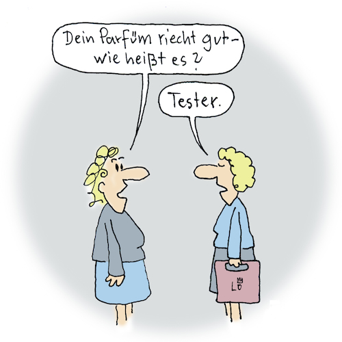 Cartoon: Parfüm (medium) by Lo Graf von Blickensdorf tagged parfüm,tester,frauen,kosmetik,duft,parfüm,tester,frauen,kosmetik,duft