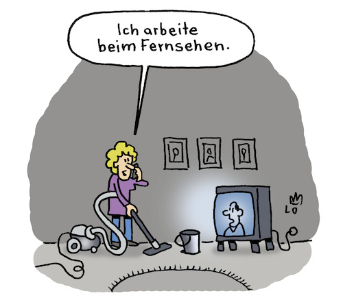 Cartoon: Priviligiert (medium) by Lo Graf von Blickensdorf tagged staubsaugen,fernseher,arbeit,fernseharbeit,tv,hausfrau,priviligiert,wortspiel,staubsaugen,fernseher,arbeit,fernseharbeit,tv,hausfrau,priviligiert,wortspiel