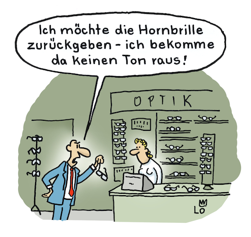 Cartoon: Reklamation (medium) by Lo Graf von Blickensdorf tagged optiker,reklamation,brille,mann,hornbrille,instrument,musik,horn,missverständnis,karikatur,lo,cartoon,beschwerde,augenoptiker,optiker,reklamation,brille,mann,hornbrille,instrument,musik,horn,missverständnis,karikatur,lo,cartoon,beschwerde,augenoptiker