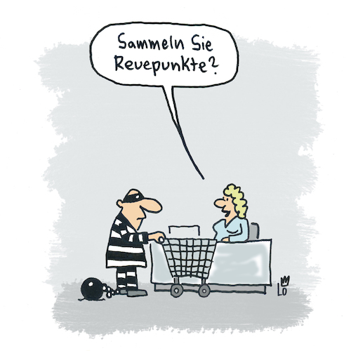 Cartoon: Sammeln Sie Reuepunkte? (medium) by Lo Graf von Blickensdorf tagged treuepunkte,kasse,supermarkt,rewe