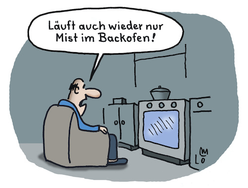 Cartoon: Schlechtes Programm (medium) by Lo Graf von Blickensdorf tagged fernsehen,programm,fernsehprogramm,zdf,ard,rtl,sat1,küche,karikatur,lo,graf,cartoon,fernsehsessel,tv,bildschirm,fernsehen,programm,fernsehprogramm,zdf,ard,rtl,sat1,küche,karikatur,lo,graf,cartoon,fernsehsessel,tv,bildschirm