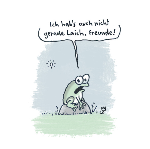 Cartoon: Schwere Zeiten (medium) by Lo Graf von Blickensdorf tagged laich,frosch,cartoon,karikatur,schwere,zeit,lo,quak,kröte,laichen,laich,frosch,cartoon,karikatur,schwere,zeit,lo,quak,kröte,laichen