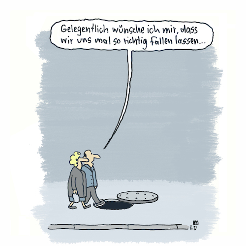 Cartoon: Sich mal fallenlassen (medium) by Lo Graf von Blickensdorf tagged ehe,unzufriedenheit,ehe,unzufriedenheit,paar,mann,frau,guli,gulideckel,loch