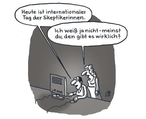 Cartoon: Skeptisch (medium) by Lo Graf von Blickensdorf tagged mann,frau,ehepaar,internationaler,gedenktag,skeptiker,mißtrauisch,beziehung,computer,internet,globalisierung,karikatur,lo,cartoon,mann,frau,ehepaar,internationaler,gedenktag,skeptiker,mißtrauisch,beziehung,computer,internet,globalisierung,karikatur,lo,cartoon