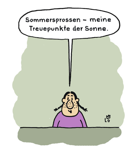 Cartoon: Sommersprossen (medium) by Lo Graf von Blickensdorf tagged mädchen,sonne,sommersprossen,pigmentflecken,zöpfe,haut,karikatur,lo,cartoon,wetter,treuepunkte,mädchen,sonne,sommersprossen,pigmentflecken,zöpfe,haut,karikatur,lo,cartoon,wetter,treuepunkte