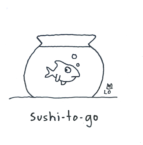 Cartoon: To go (medium) by Lo Graf von Blickensdorf tagged sushi,mitnehmen,togo,japaner,fisch,goldfisch,aquarium,goldfischglas,essen,gastronomie,restaurant,schnellimbiss,fastfood,sushi,mitnehmen,togo,japaner,fisch,goldfisch,aquarium,goldfischglas,essen,gastronomie,restaurant,schnellimbiss,fastfood