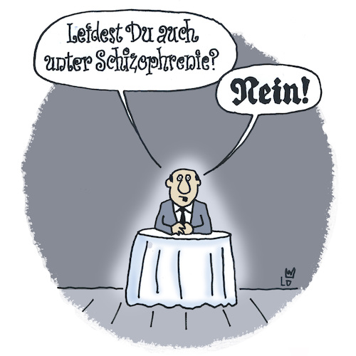 Cartoon: Zwiegespräch (medium) by Lo Graf von Blickensdorf tagged mann,cartoon,schizophrenie,psychose,krank,klinik,psychiater,angst,paranoia,diagnose,nein,arzt,krankenhaus,erkrankung,mann,cartoon,schizophrenie,psychose,krank,klinik,psychiater,angst,paranoia,diagnose,nein,arzt,krankenhaus,erkrankung