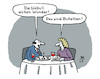 Cartoon: Gesundheit (small) by Lo Graf von Blickensdorf tagged ehepaar,mittagstisch,globuli,esoterik,bulletten,frikadellen,cartoon,alternativmedizin,placebo,homöopathie,politik,lo,graf,karikatur,gesundheit,medizin