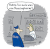 Cartoon: In der Apotheke... (small) by Lo Graf von Blickensdorf tagged arzenei,medizin,tabletten,apotheke,rezept,krankenkasse,arzt,polizei,apothekerin,mann,frau,polizist,razzia,hausdurchsuchung,beamter